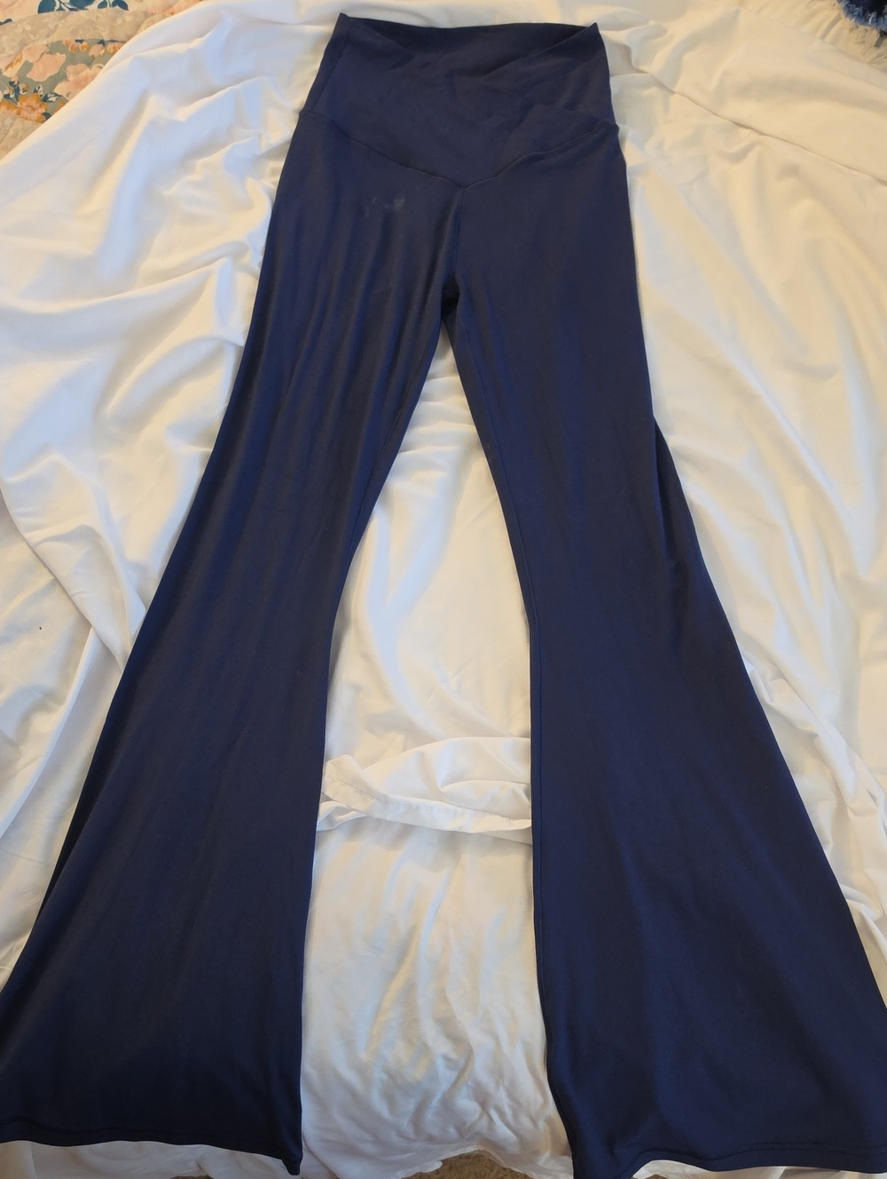 aerie Navy Flare Yoga Pants with Crossover Waist